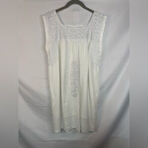 J Marie white embroidered White Sleeveless Lace Dress; lined with pockets.